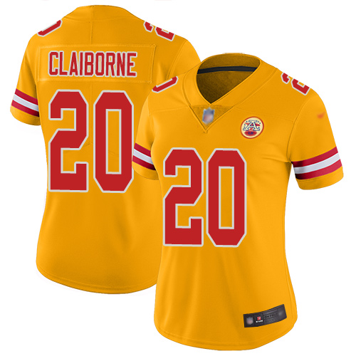 Women Kansas City Chiefs 20 Claiborne Morris Limited Gold Inverted Legend Football Nike NFL Jersey